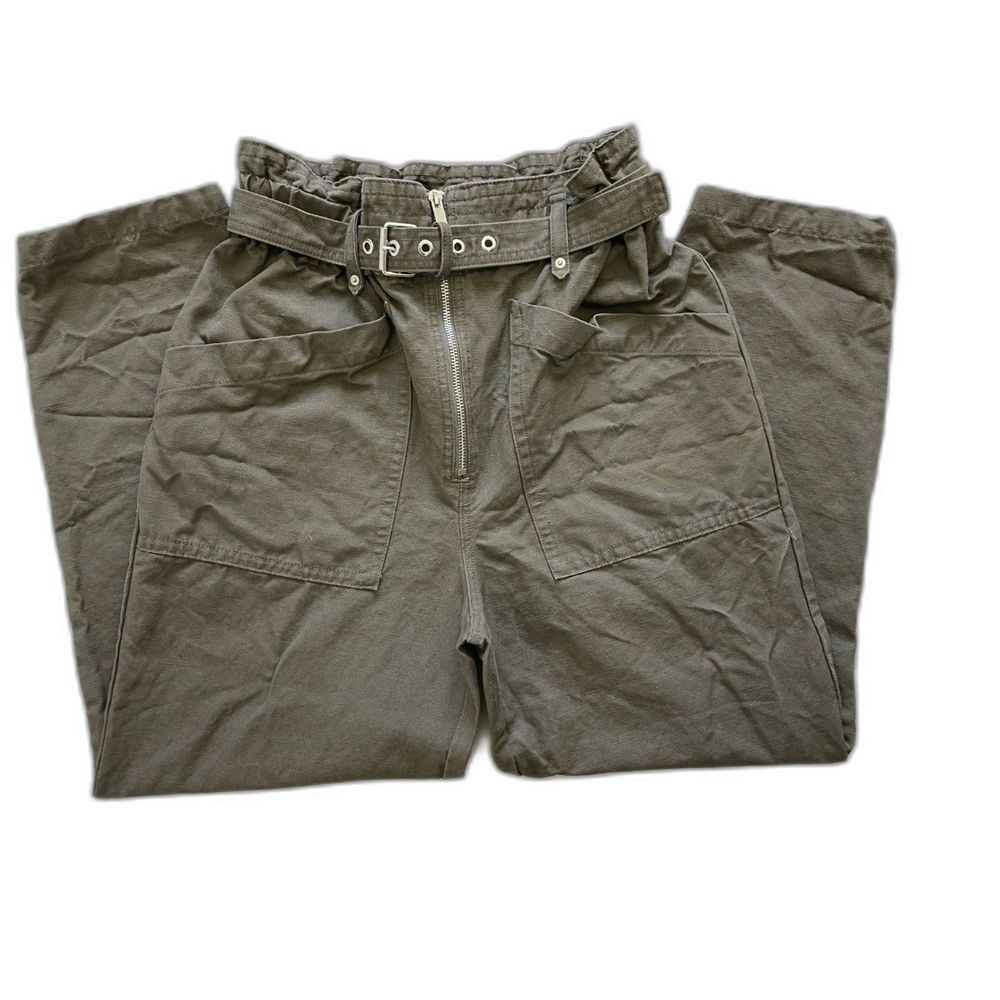 Banana Republic Olive Green Belted Paperbag/Gathered Waist Boho Pants Women's 4
